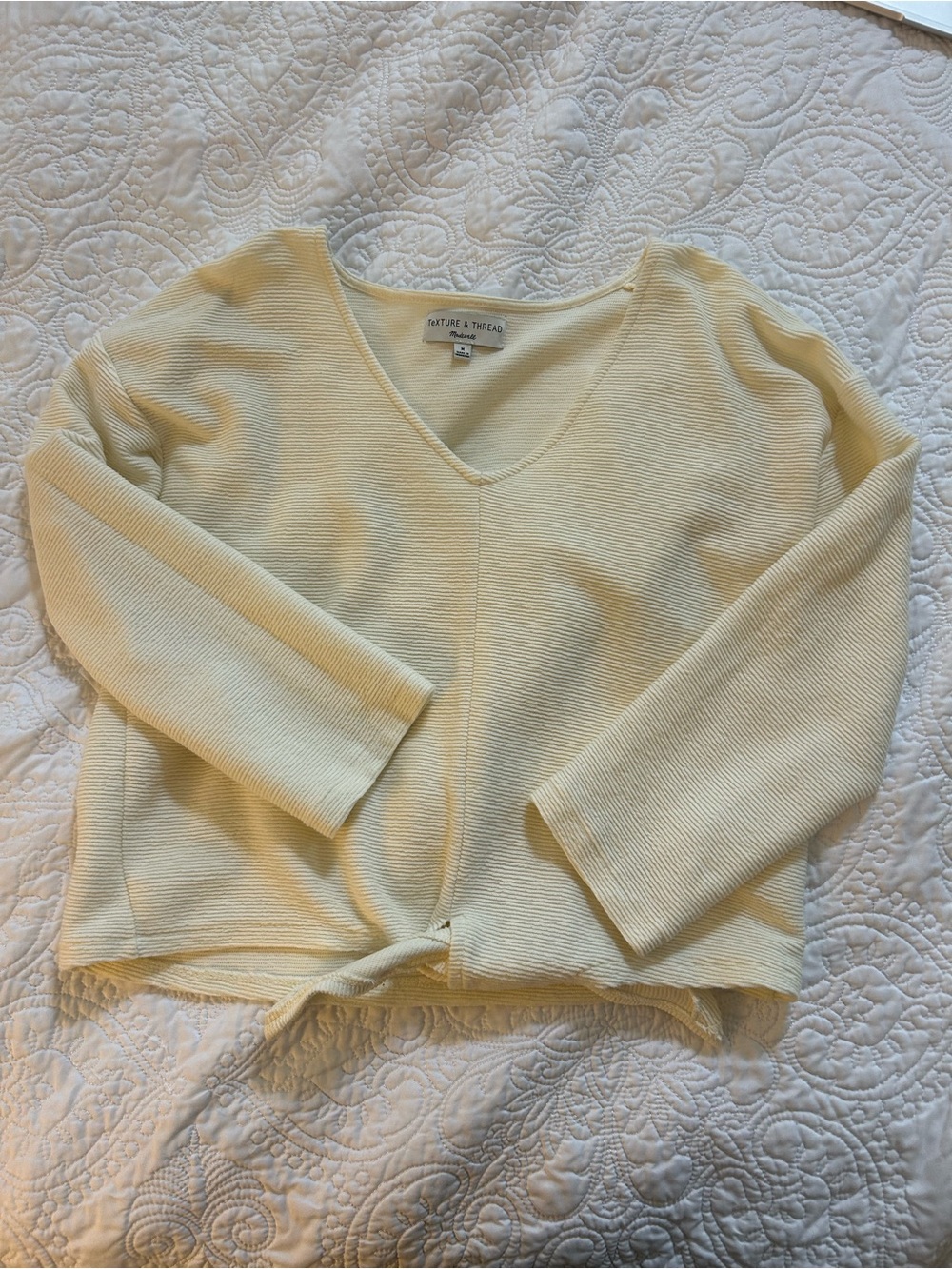 Madewell Women's Cream V-Neck Knit Sweater